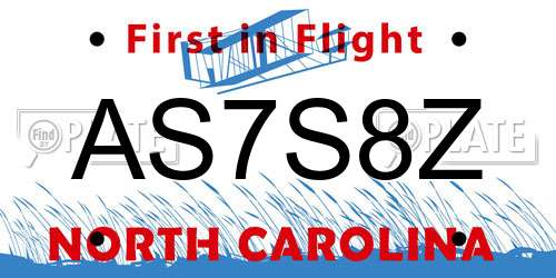 AS7S8Z North Carolina License Plate