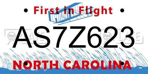 AS7Z623 North Carolina License Plate