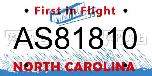 AS81810 North Carolina License Plate