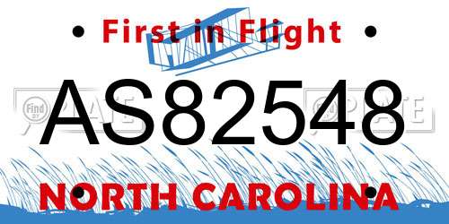 AS82548 North Carolina License Plate