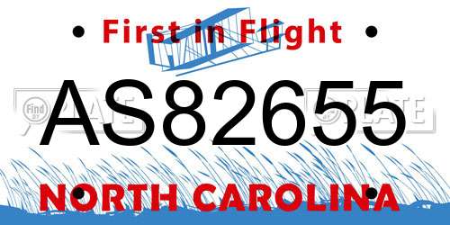 AS82655 North Carolina License Plate
