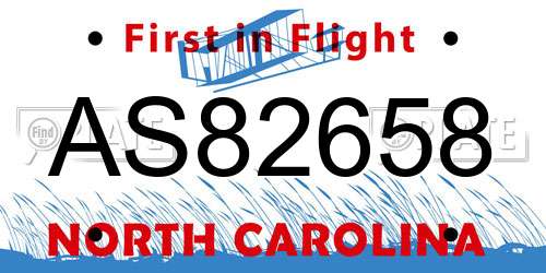 AS82658 North Carolina License Plate