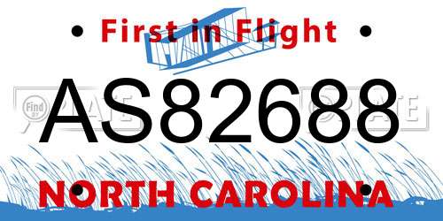 AS82688 North Carolina License Plate