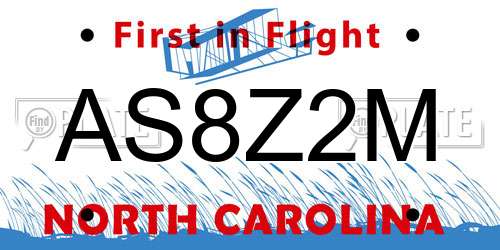 AS8Z2M North Carolina License Plate