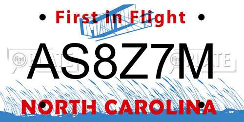 AS8Z7M North Carolina License Plate