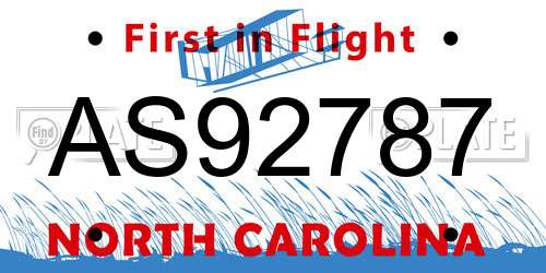AS92787 North Carolina License Plate