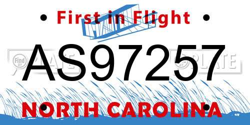 AS97257 North Carolina License Plate