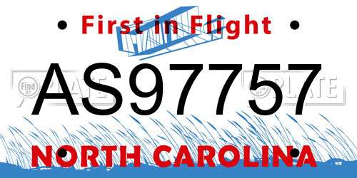AS97757 North Carolina License Plate