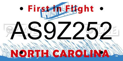 AS9Z252 North Carolina License Plate