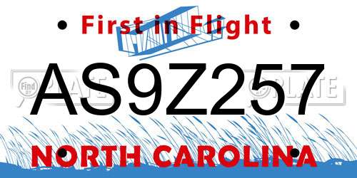 AS9Z257 North Carolina License Plate