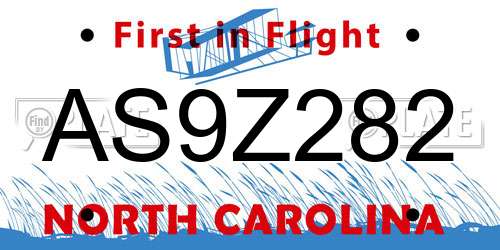 AS9Z282 North Carolina License Plate