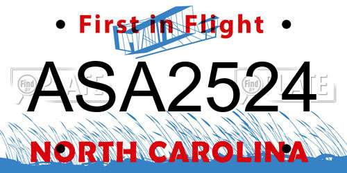 ASA2524 North Carolina License Plate