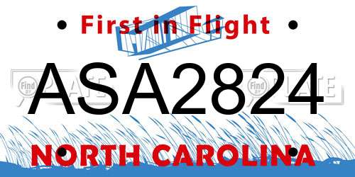 ASA2824 North Carolina License Plate