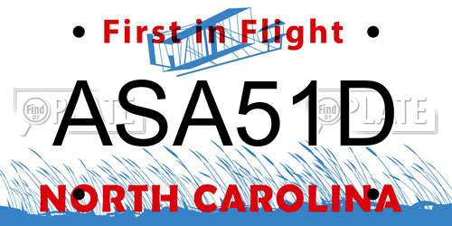 ASA51D North Carolina License Plate