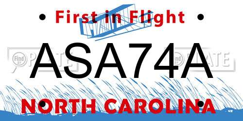 ASA74A North Carolina License Plate