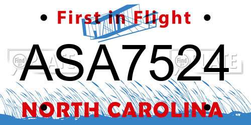 ASA7524 North Carolina License Plate