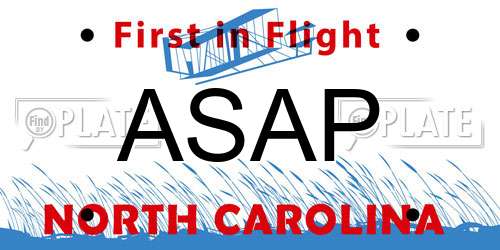 ASAP North Carolina License Plate