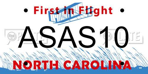 ASAS10 North Carolina License Plate
