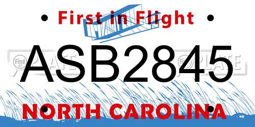 ASB2845 North Carolina License Plate