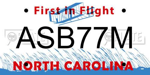 ASB77M North Carolina License Plate