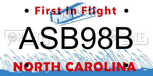 ASB98B North Carolina License Plate