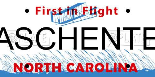 ASCHENTE North Carolina License Plate