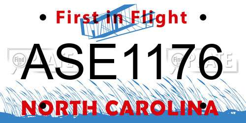 ASE1176 North Carolina License Plate