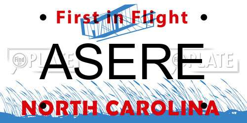 ASERE North Carolina License Plate