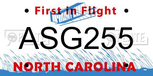 ASG255 North Carolina License Plate
