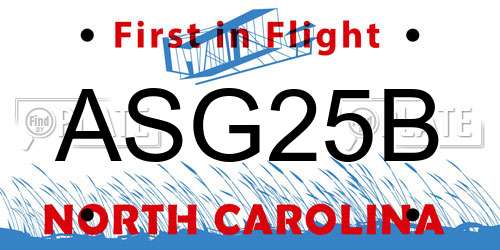 ASG25B North Carolina License Plate