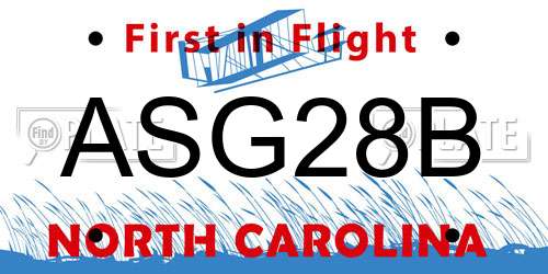 ASG28B North Carolina License Plate