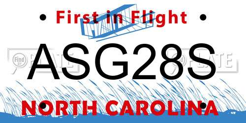 ASG28S North Carolina License Plate