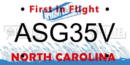 ASG35V North Carolina License Plate