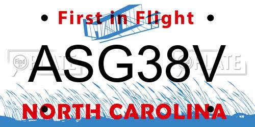 ASG38V North Carolina License Plate