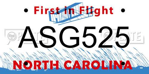ASG525 North Carolina License Plate