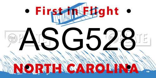 ASG528 North Carolina License Plate