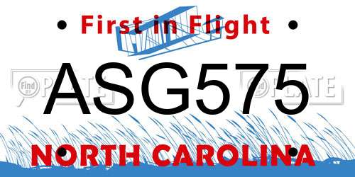 ASG575 North Carolina License Plate
