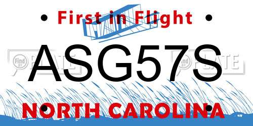 ASG57S North Carolina License Plate