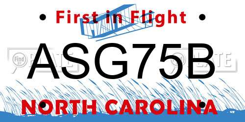 ASG75B North Carolina License Plate
