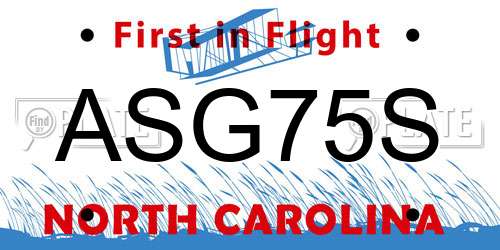 ASG75S North Carolina License Plate
