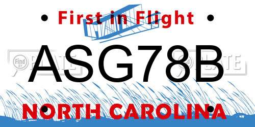 ASG78B North Carolina License Plate
