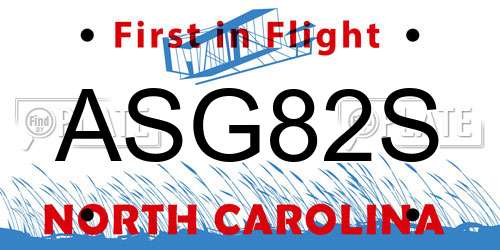 ASG82S North Carolina License Plate