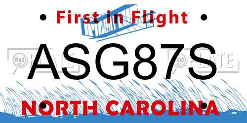 ASG87S North Carolina License Plate