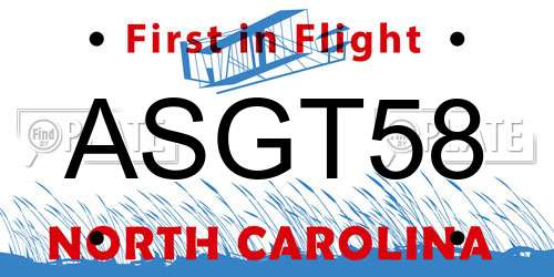 ASGT58 North Carolina License Plate