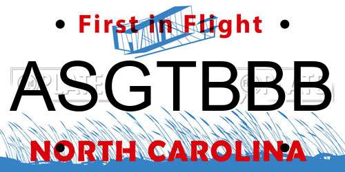 ASGTBBB North Carolina License Plate