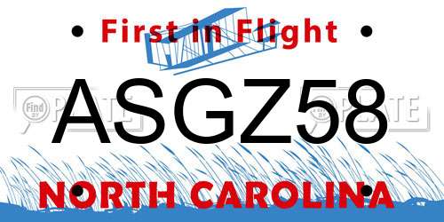ASGZ58 North Carolina License Plate