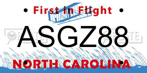 ASGZ88 North Carolina License Plate