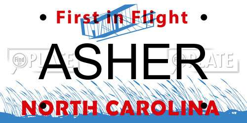 ASHER North Carolina License Plate