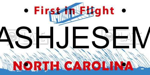 ASHJESEM North Carolina License Plate