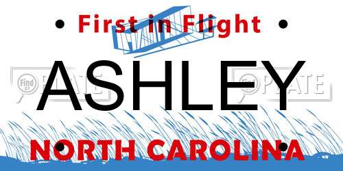 ASHLEY North Carolina License Plate